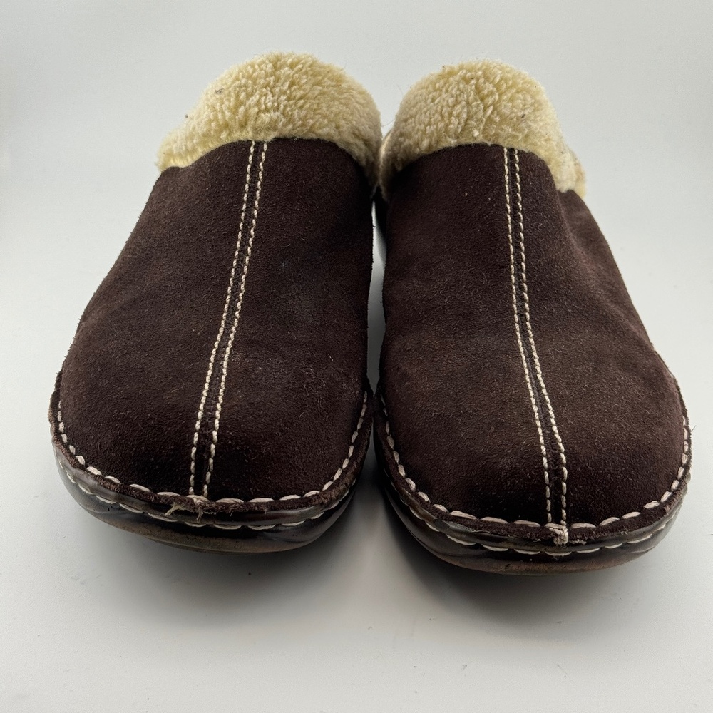 Women's Brown Leather Naturalizer Leather Wedge Clogs Size 9 Medium